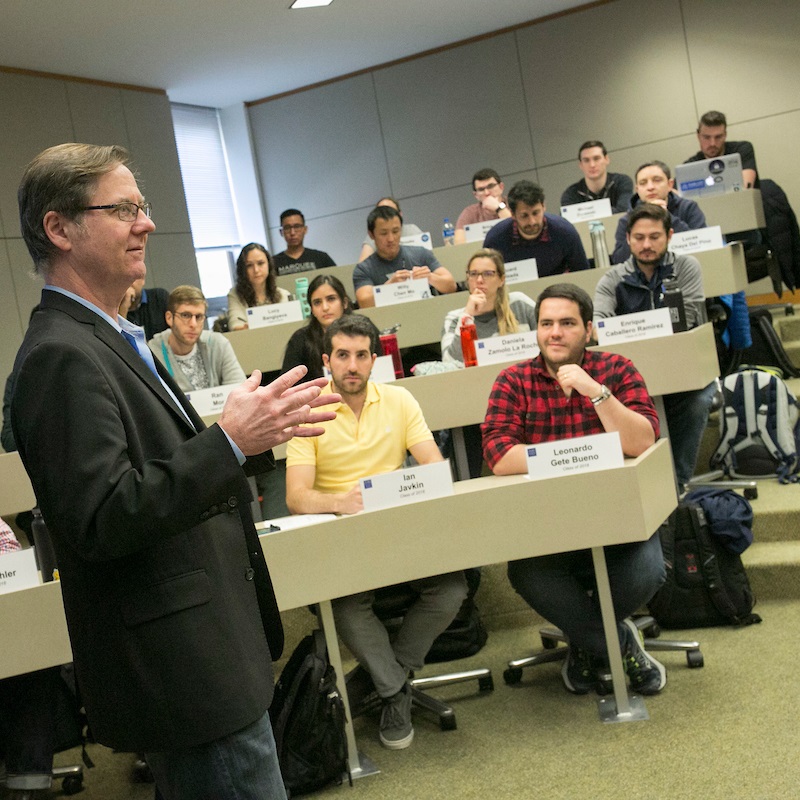 Professor Campbell Harvey teaches blockchain in the Innovation and Cryptoventures course at Duke University's Fuqua School of Business