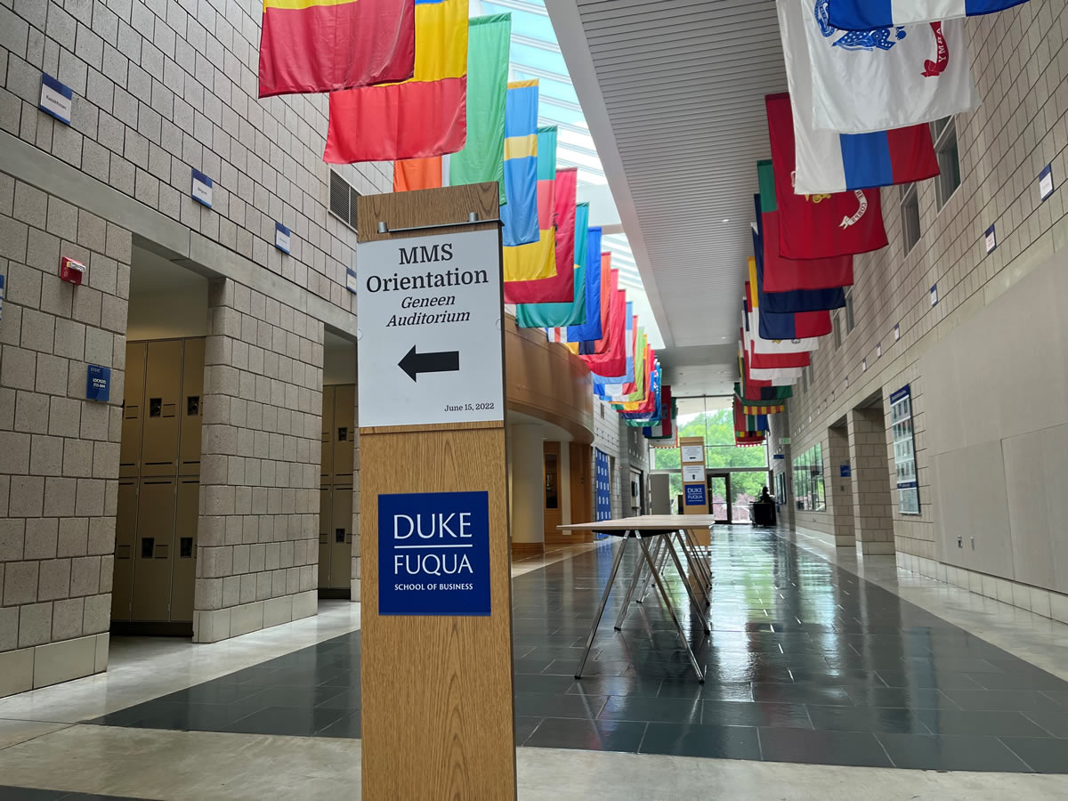 Fuqua's Hall of Flags during MMS orientatiob