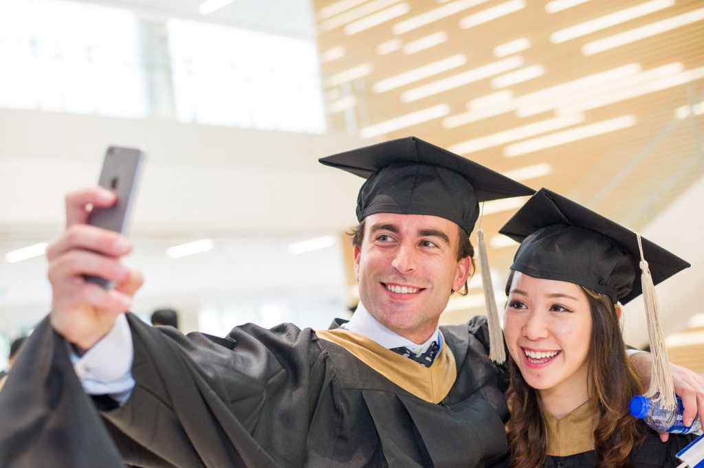 Graduates in caps and gowns