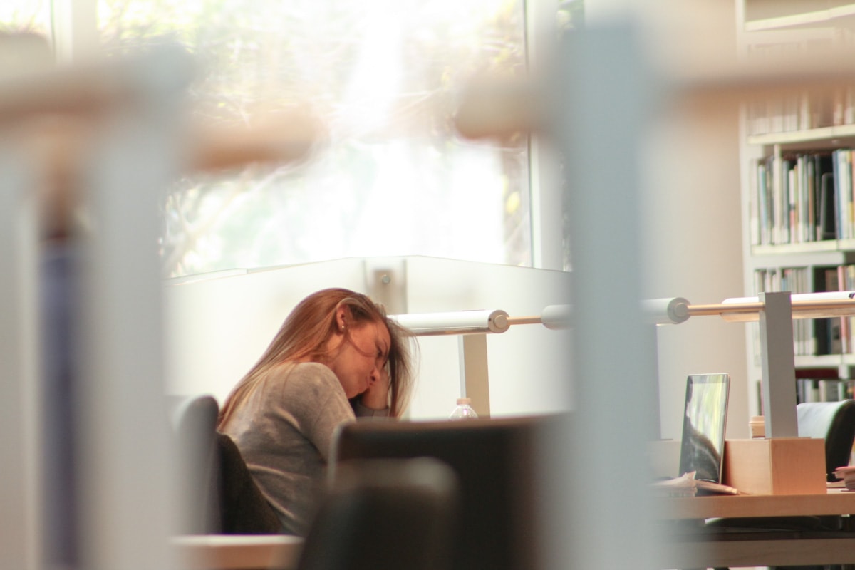 Student in Ford Library